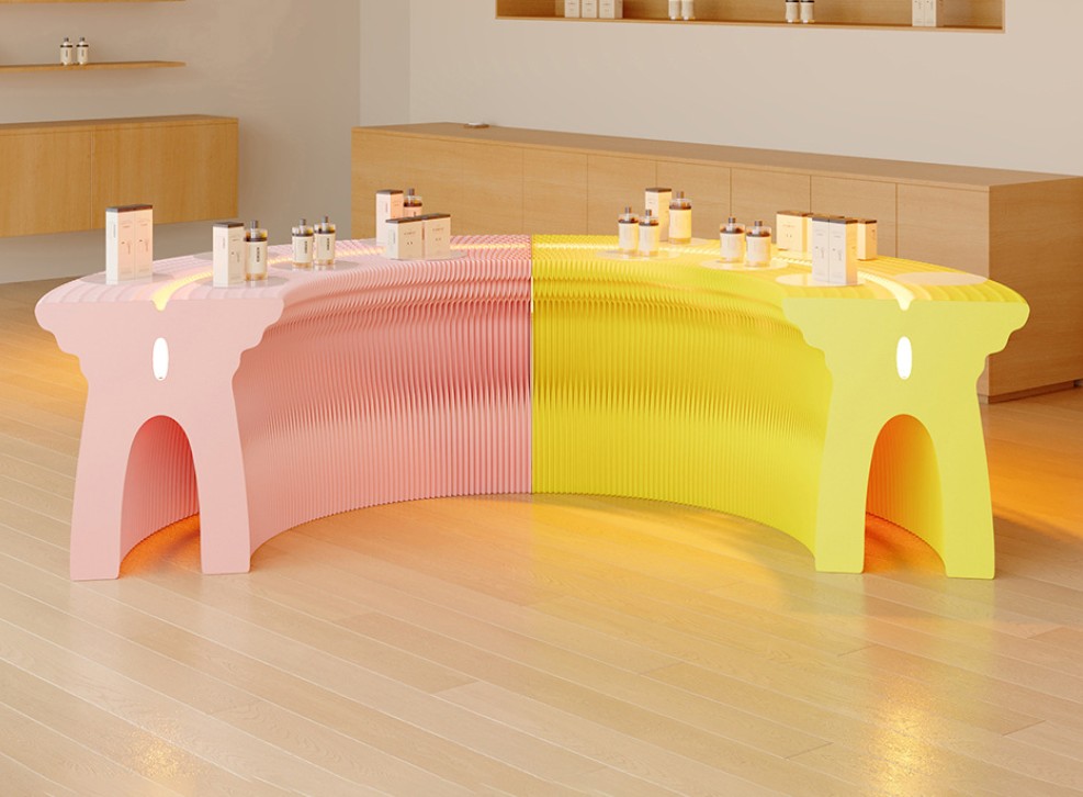 Butterfly Shape Kraft Paper Made Folding Display Desk BS07