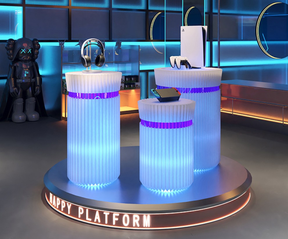 Iridescent Cylindrical Kraft Paper Made Folding Display Stand BS42